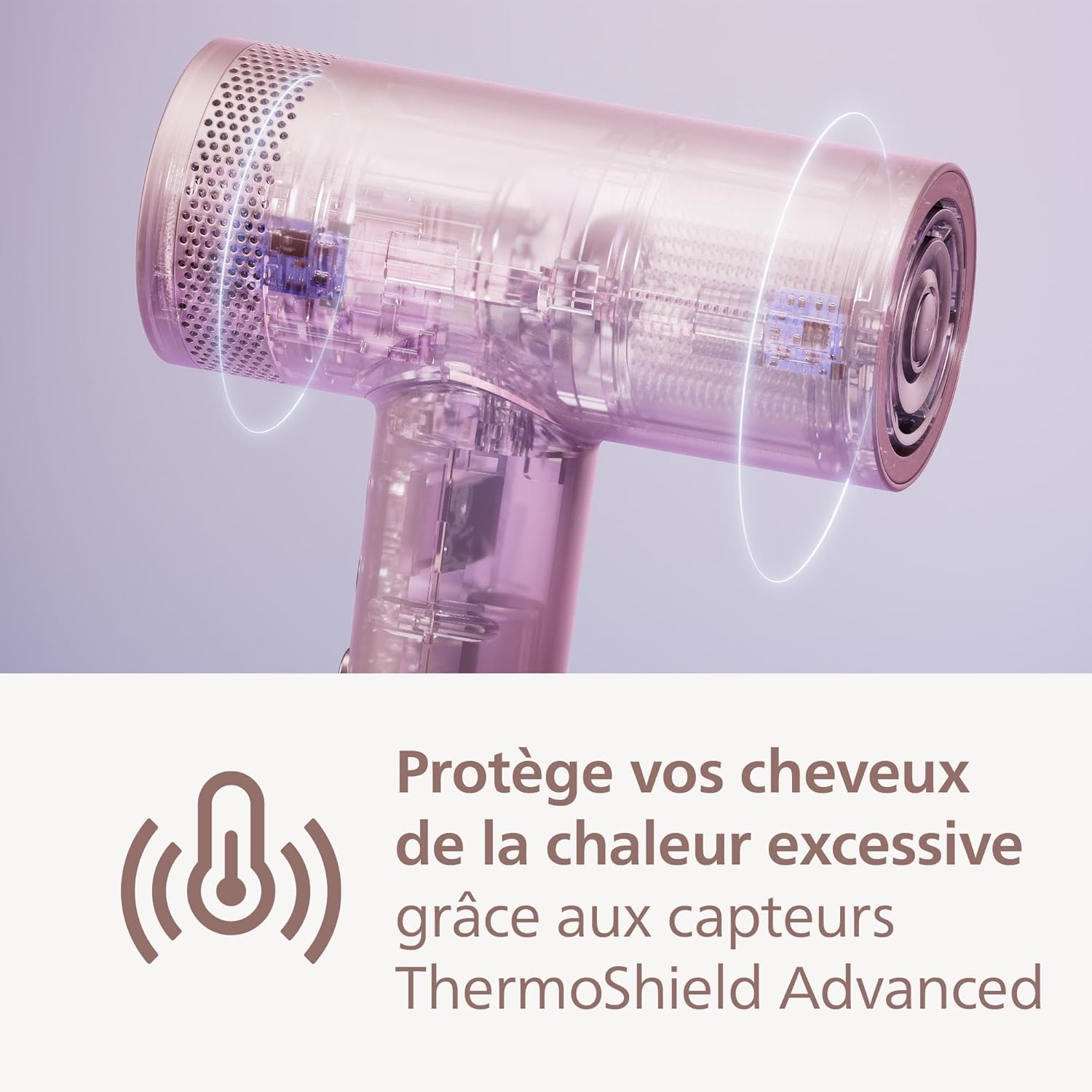 Philips - Sèche-cheveux High Speed 8000, 1400W, ions, ThermoShield, accessoires, soin cuir chevelu, BHD837/10