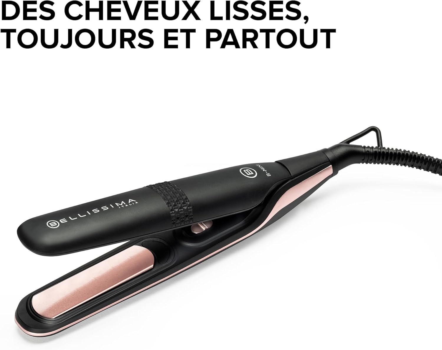Bellissima - Mini lisseur compact, léger, céramique, 200°C, multivoltage