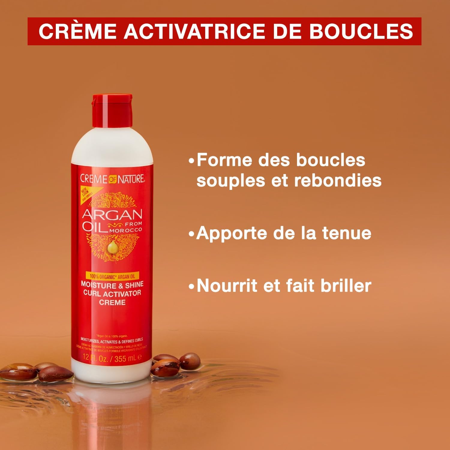 Creme of Nature - Crème Activatrice Boucles Argan Oil - 355ml - active et définit les boucles, soin cheveux crépus
