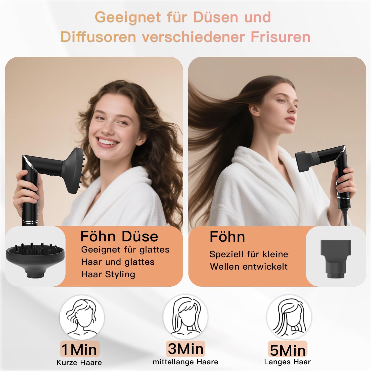 Kit de coiffage 9 en 1 - 1400W - brosses multifonctions - volumiseur