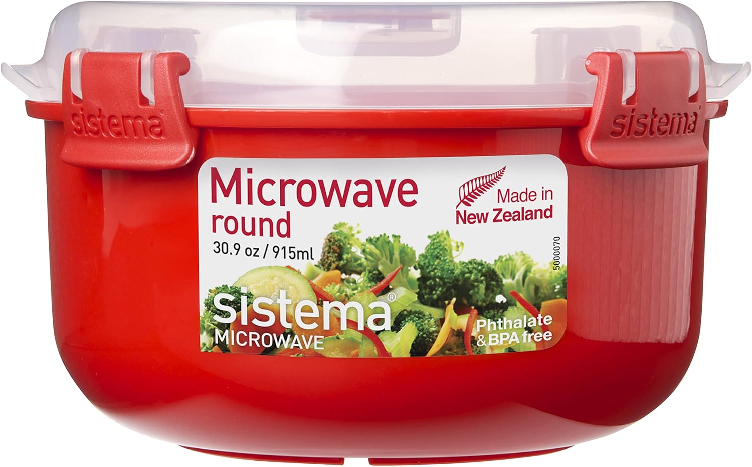 Sistema - Micro-ondes Bol rond - 915ml - Sans BPA, Rouge/Transparent