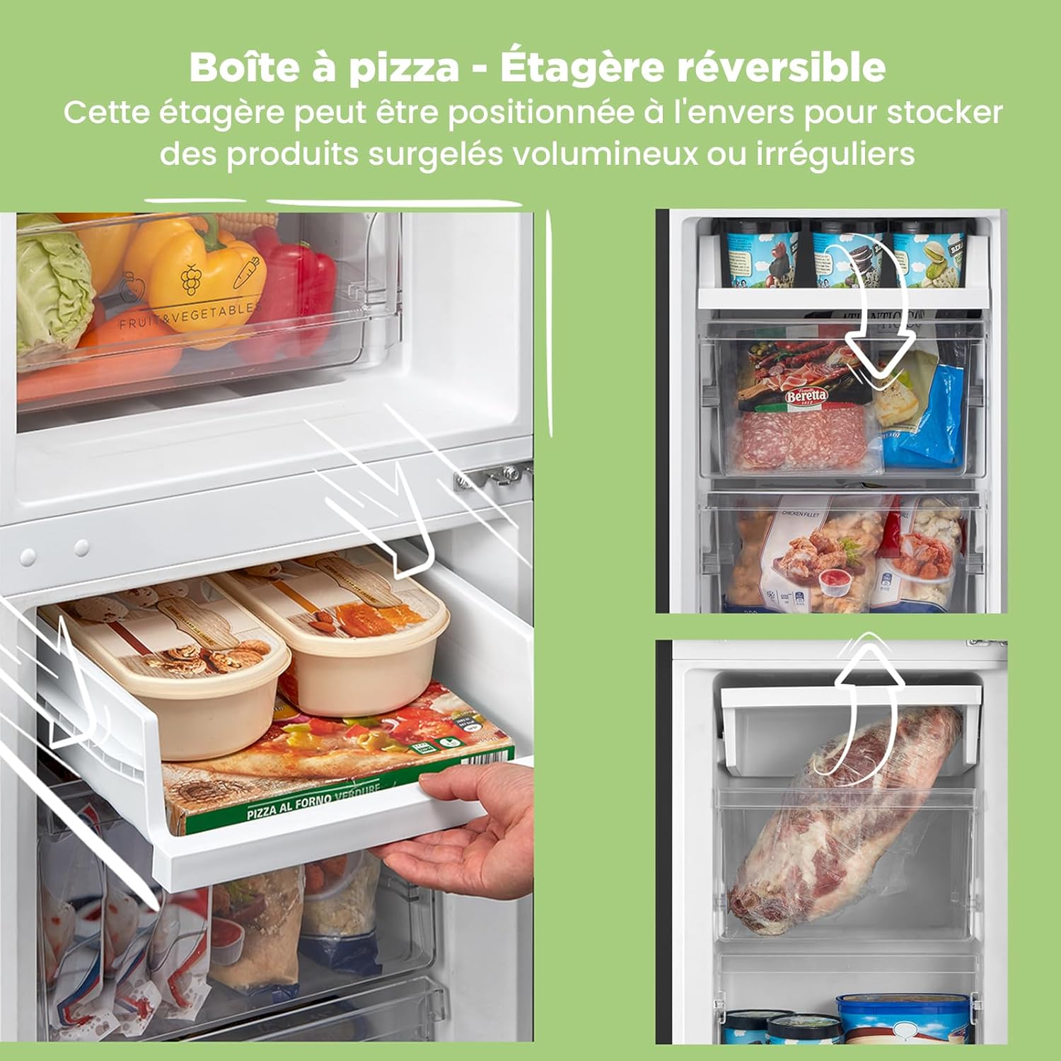 Comfee' - réfrigérateur congélateur - 150 cm - 115L/59L, Low Frost, LED, noir - RCB169DK2(E)