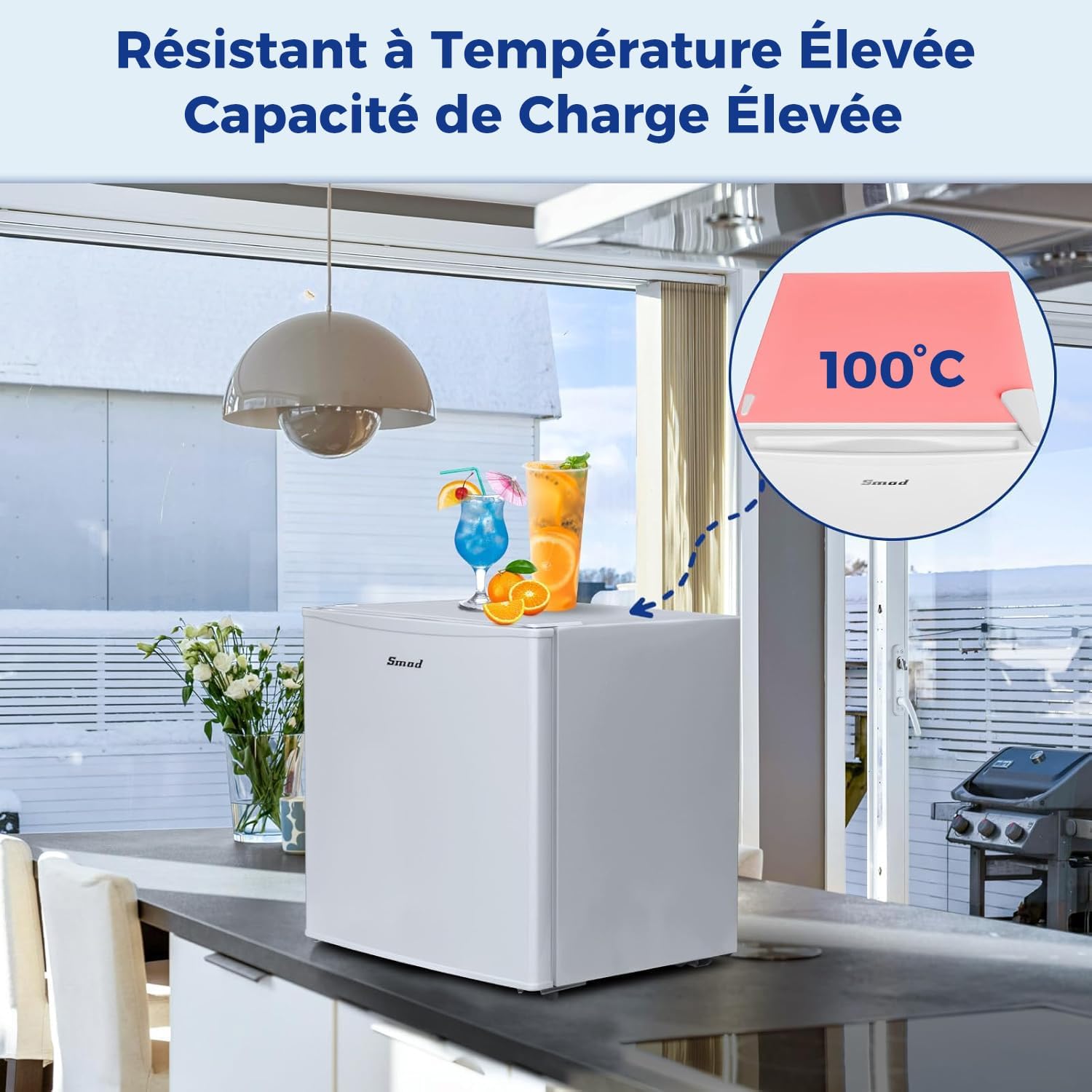 Smad - Mini Frigo 48L - porte réversible, 0-10°C, blanc, compact