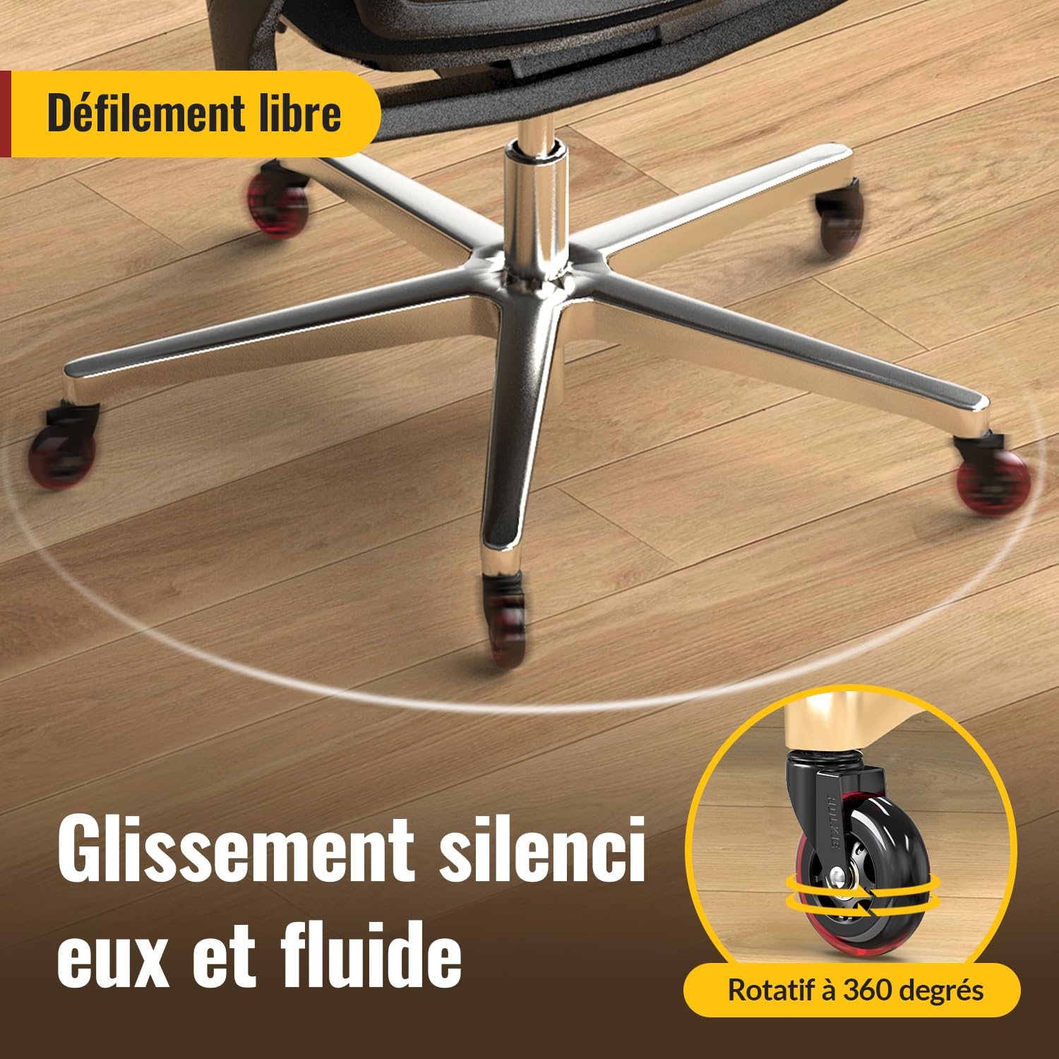 HOLKIE - roulettes de chaise Série Rechange - 11x22mm - caoutchouc robustes pour sols durs et tapis, lot de 5