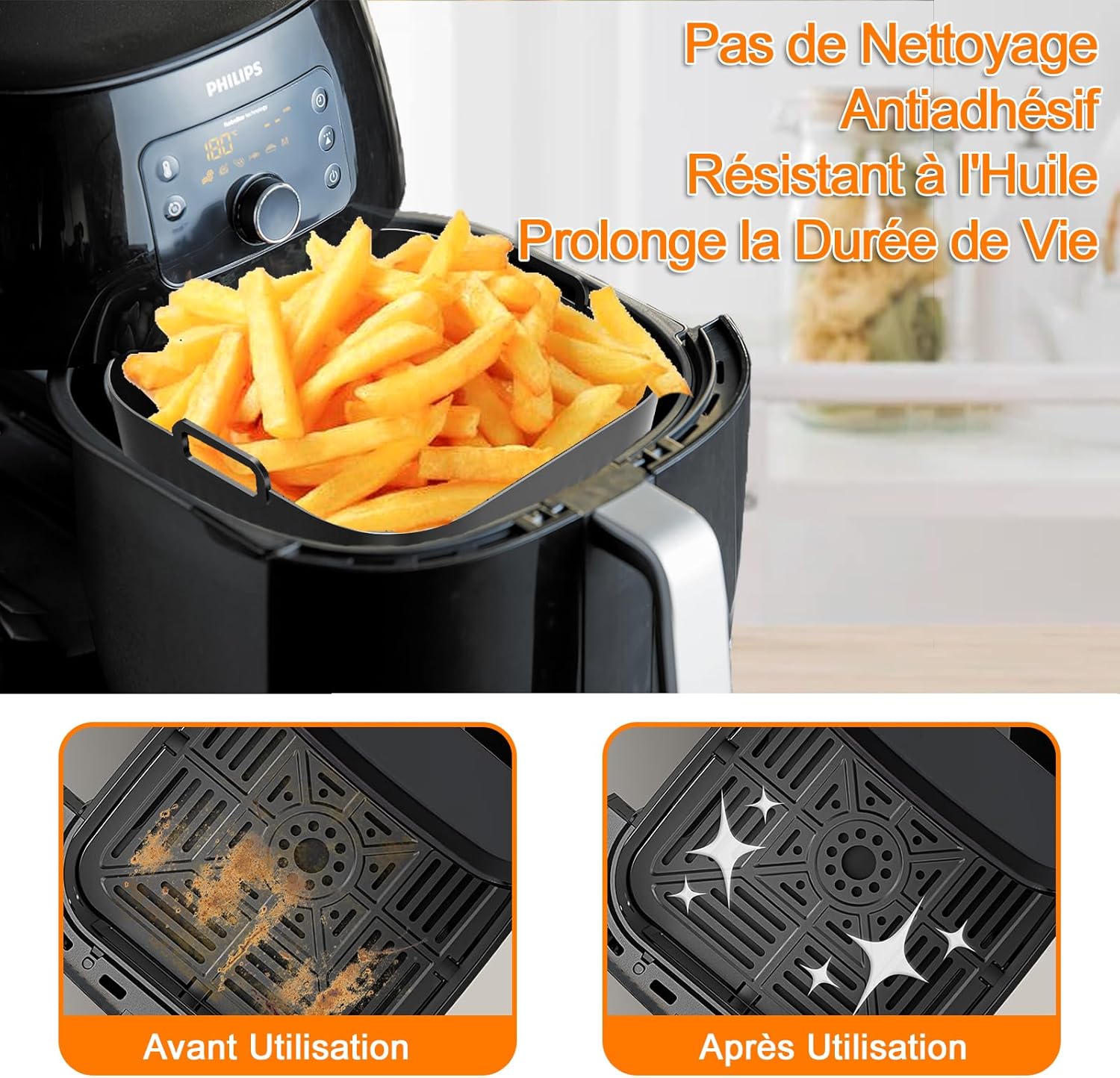 Moule Air Fryer silicone - 17cm, compatible Philips 4.1L, HD9252/90