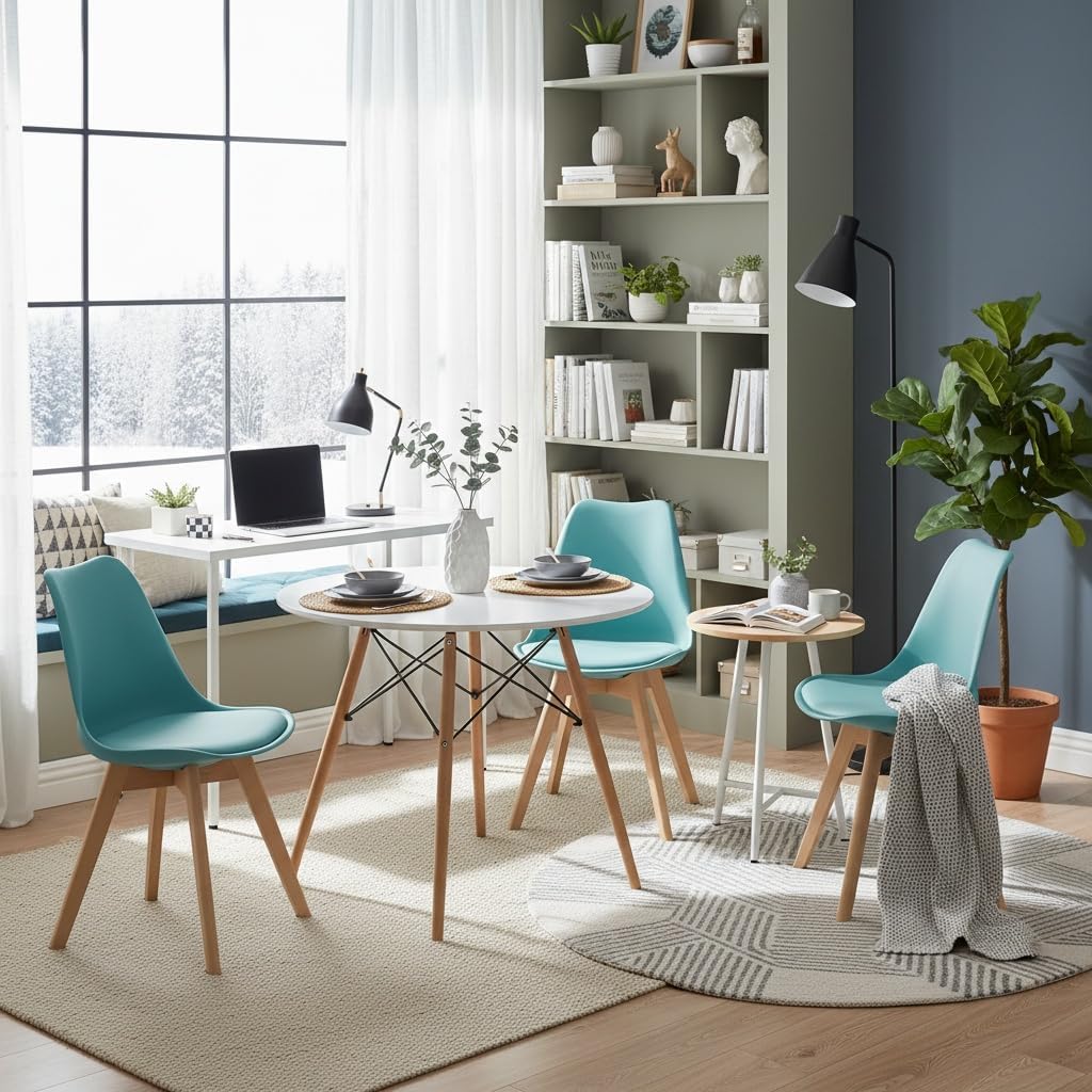 EGGREE - Lot 4 chaises scandinaves - bois hêtre - assise rembourrée