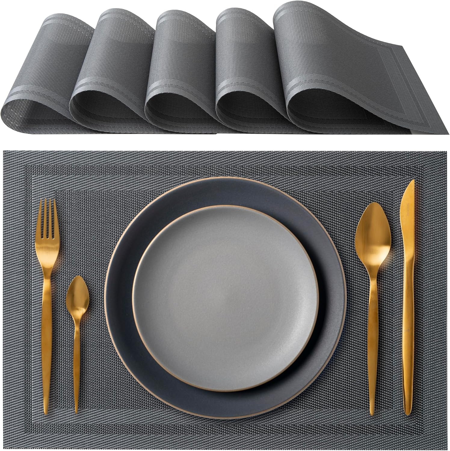 IPEA - Sets de Table élégants - 45x30 cm - lavables, antidérapants, résistants à la chaleur