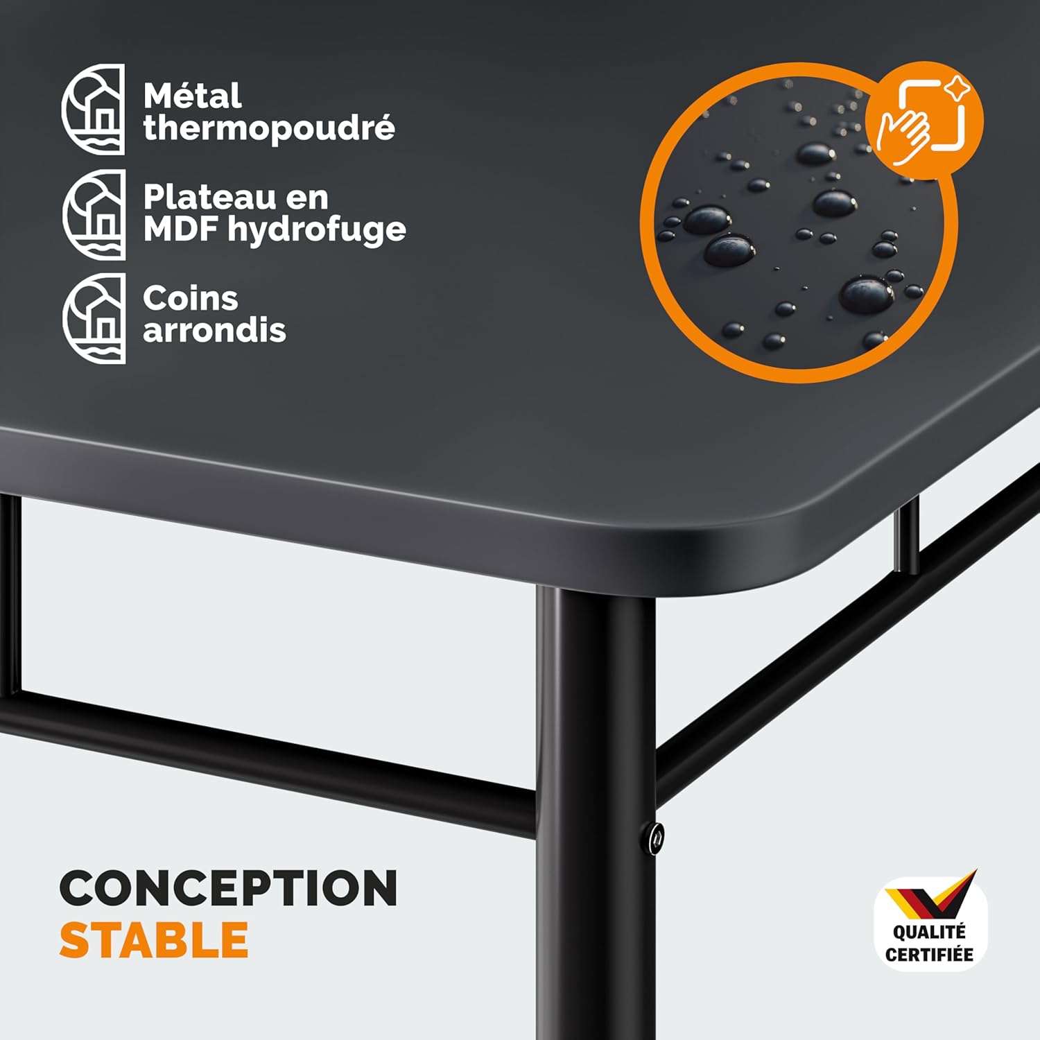 Casaria - Ensemble Leo - table et 4 chaises MDF métal, anthracite, salle à manger