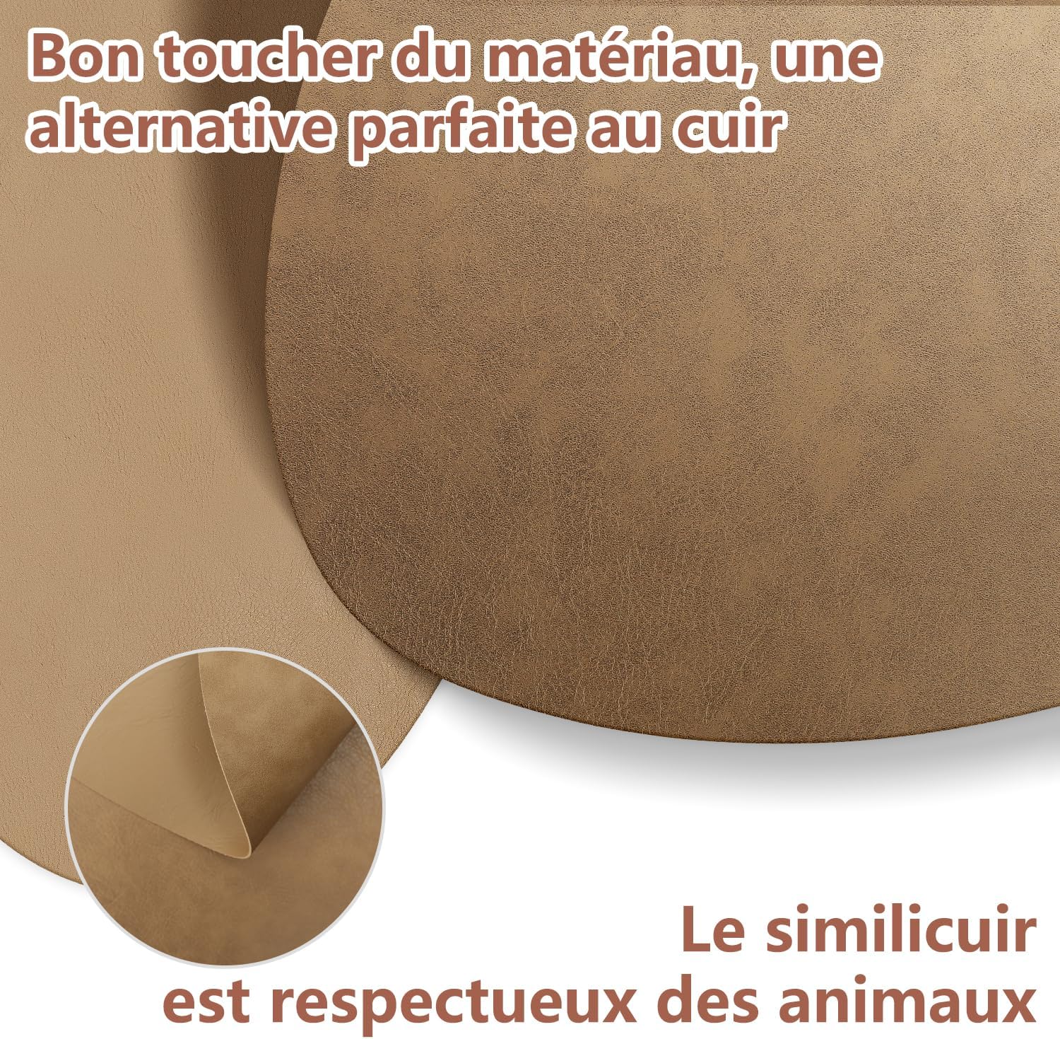 Set de table - lot de 6, ovale 41x33cm, lavable, antidérapant, cuir PU
