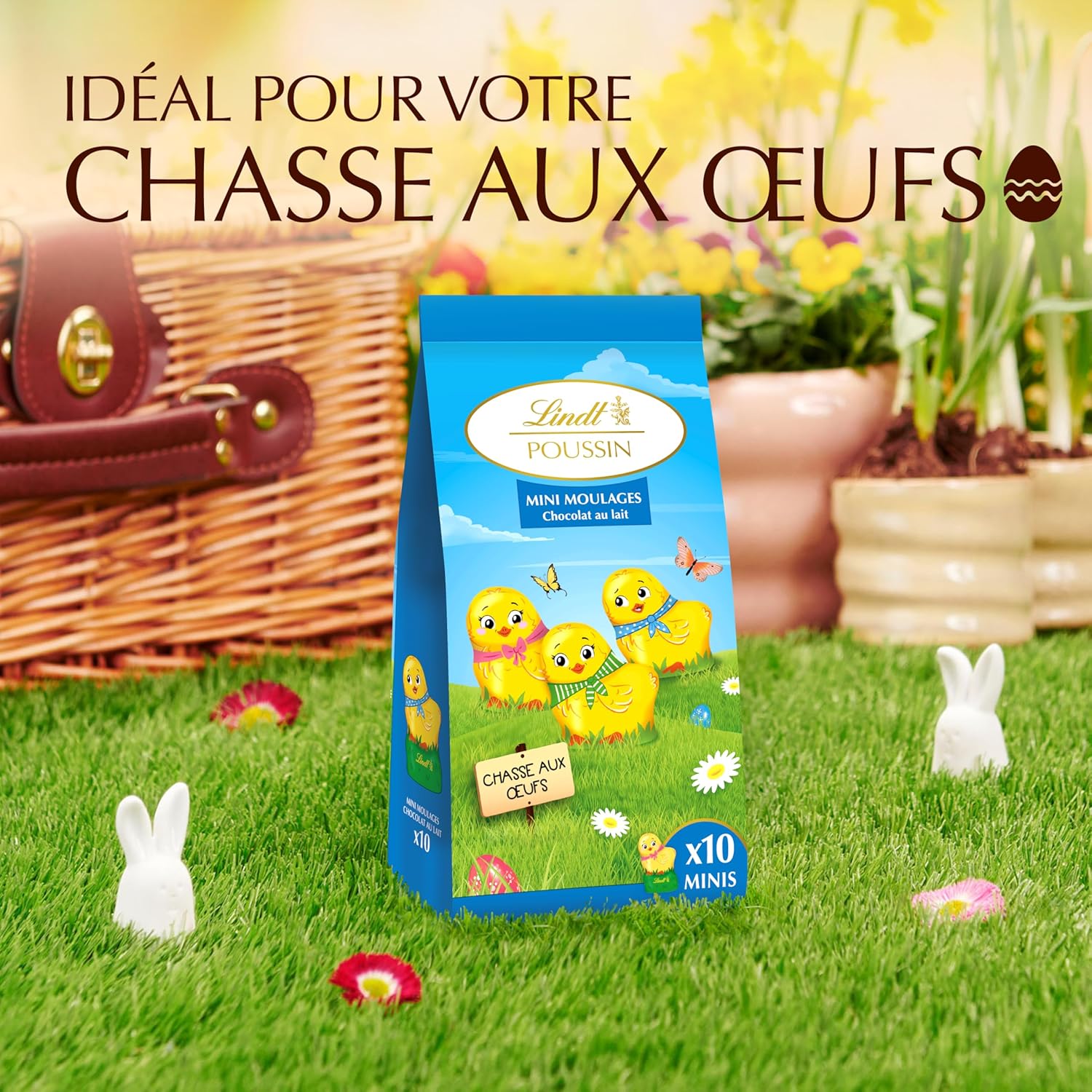 Lindt - Mini-Moulages Poussin - 120g - Chocolat au lait, idéal Pâques