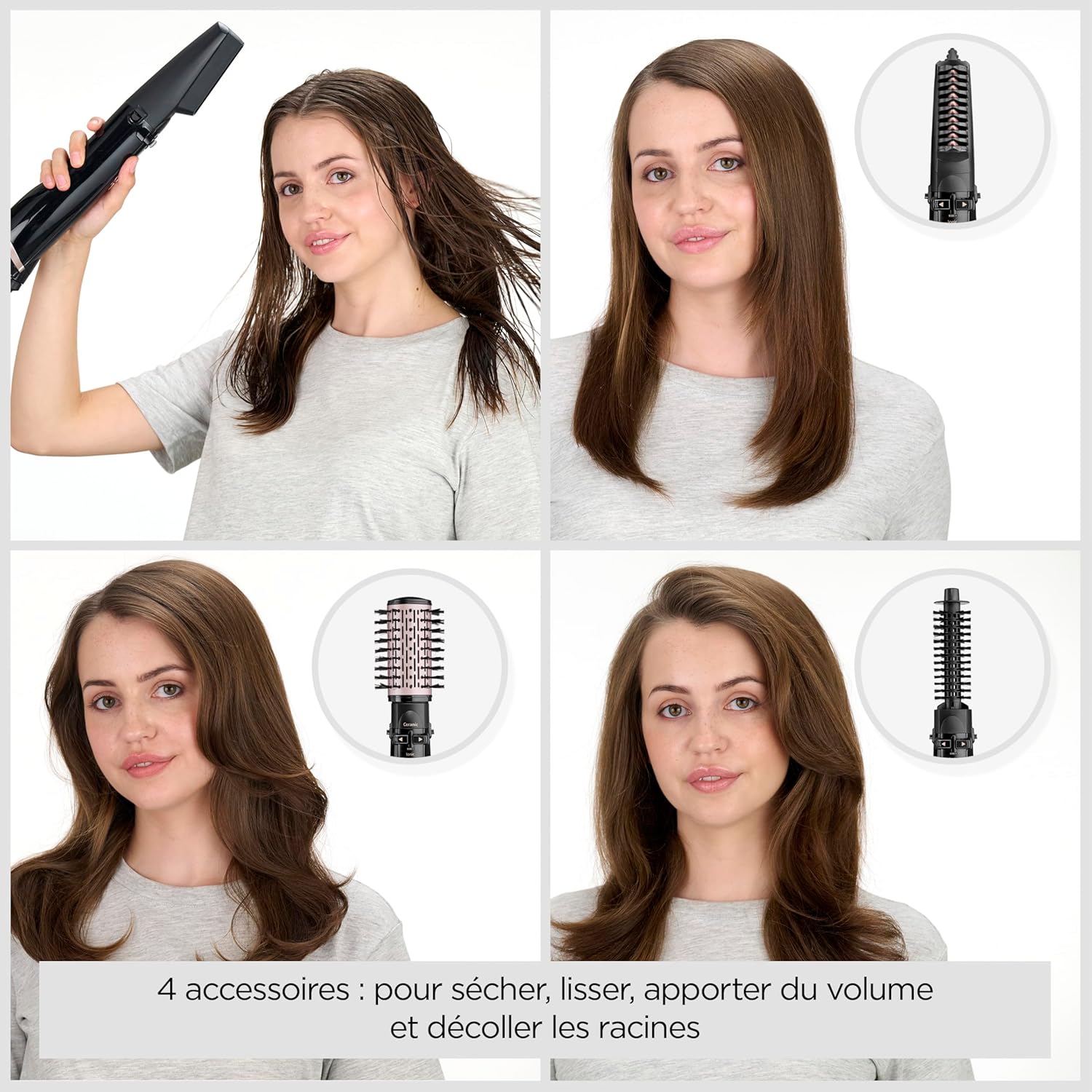 BaByliss - Brosse soufflante Dry Straighten Style - 4 accessoires - Fonction ionique - AS200E