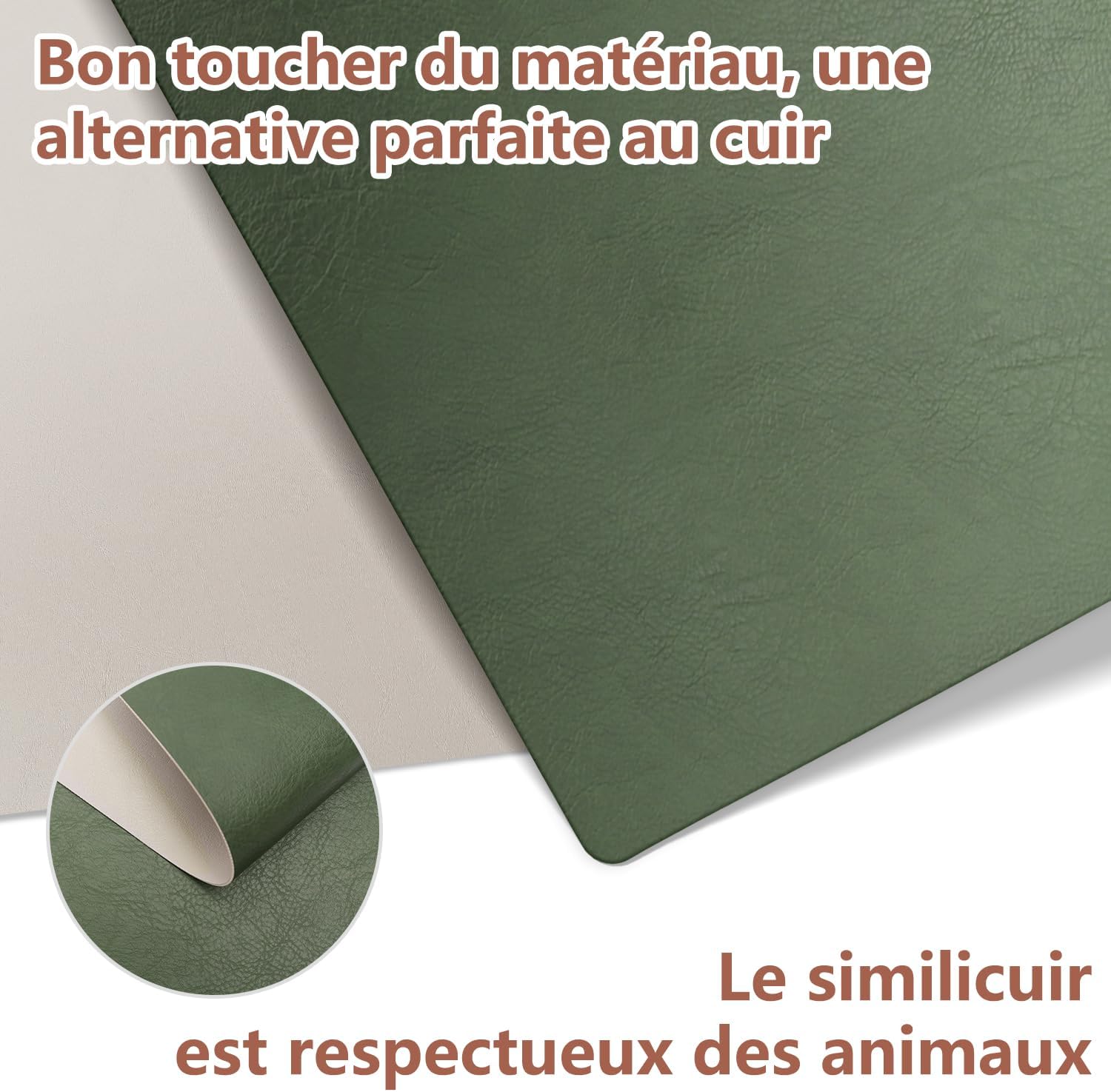 Set de table - Lot de 6, cuir PU double face, 43x30cm, lavables, antidérapants