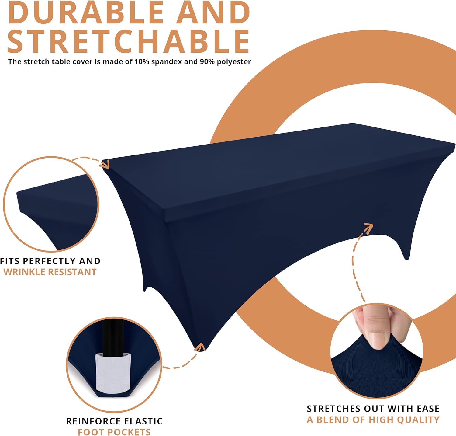 Utopia Kitchen - nappe extensible - 244 cm - polyesther spandex, lavable, infroissable, lot de 2