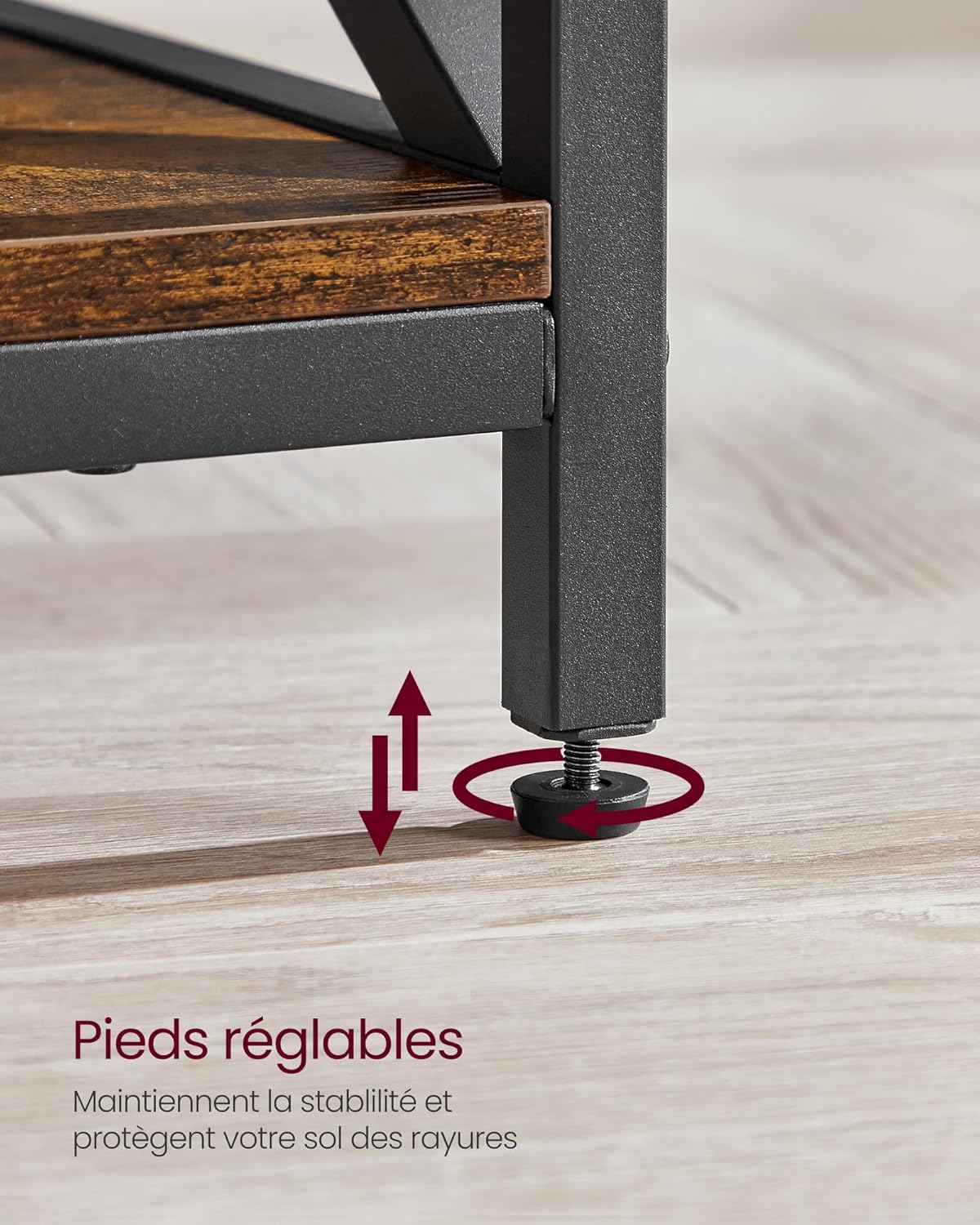 VASAGLE - Table basse série LCT202B01 - 50x100x(46,5-62)cm - plateau relevable, rangement caché, acier