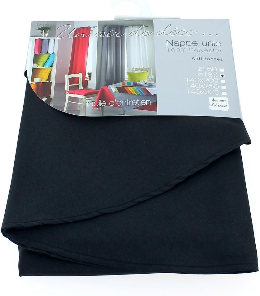 Nappe rectangle - polyester uni noir - 140x300 cm - essentiel
