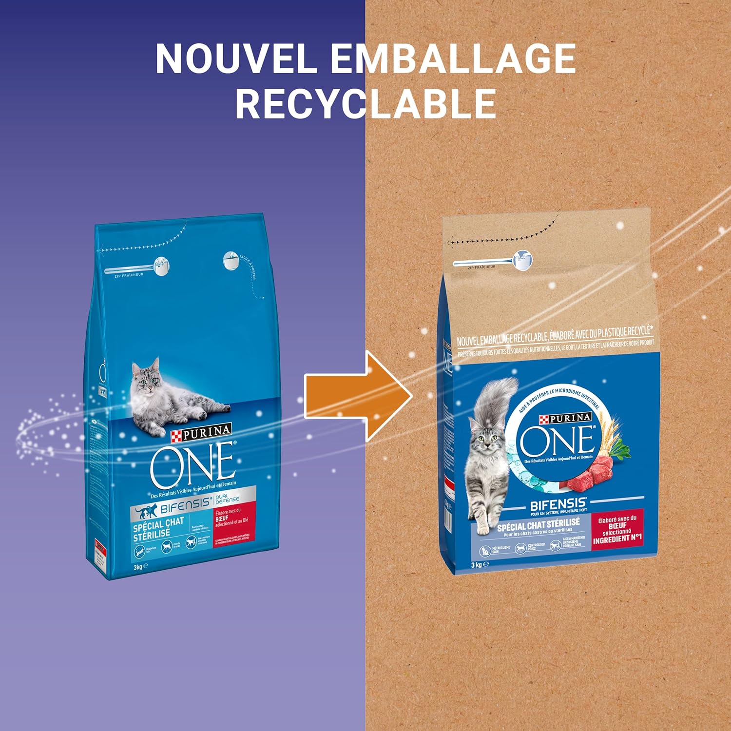 Purina One - Bifensis Croquettes Chat Stérilisé 4x3kg - Immunité, microbiome, système urinaire sain