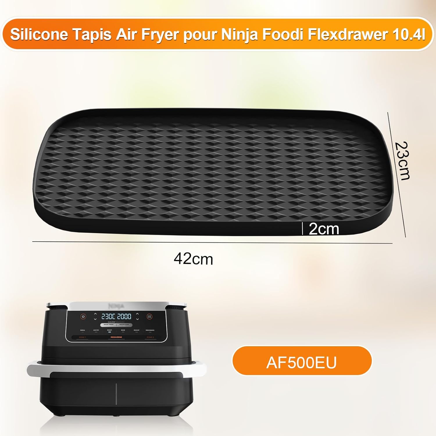 Silicone Tapis Air Fryer - accessoire réutilisable - 10.4L - compatible Ninja Foodi Flexdrawer - AF500EU