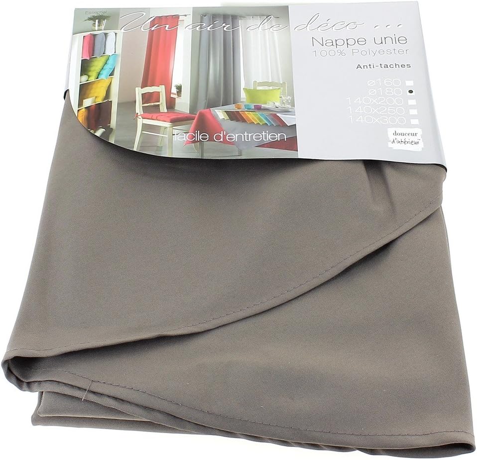 Nappe rectangulaire - polyester uni taupe - 140x300 cm - ESSENTIEL