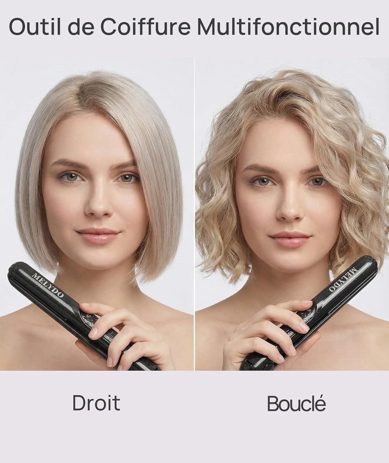 Mini lisseur cheveux courts - portable céramique 210°C, double tension, chauffage rapide