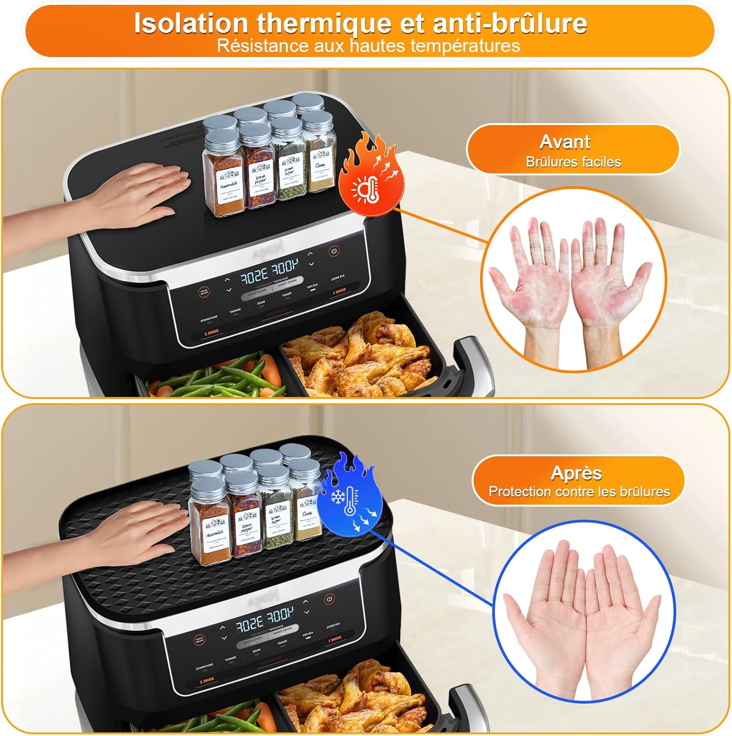 Silicone Tapis Air Fryer - accessoire réutilisable - 10.4L - compatible Ninja Foodi Flexdrawer - AF500EU