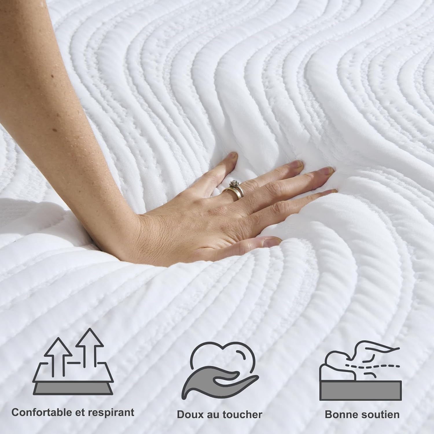 Matelas - mousse mémoire, 120x190 cm, 18 cm, 7 zones, réversible