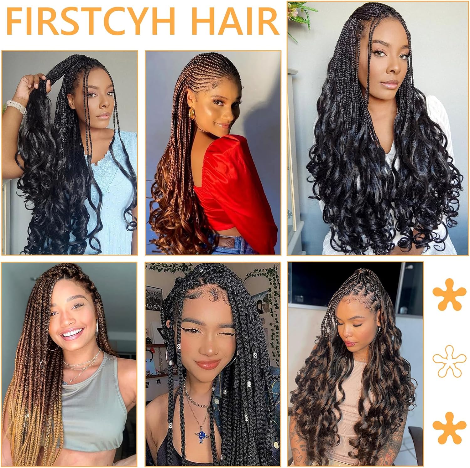 French Curl Braids - 16 pouces - 8 packs, boucle, synthétiques