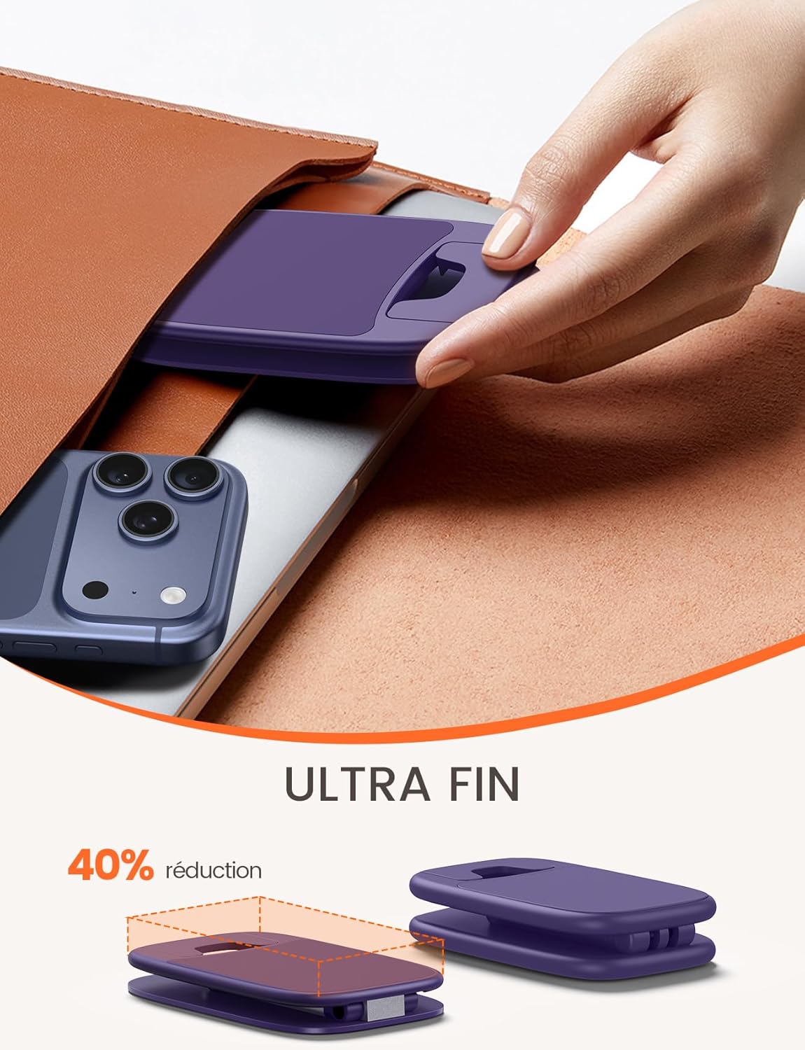 Lamicall - Support Téléphone Pliable - 15mm ultrafin, base métal, hauteur & angle réglables