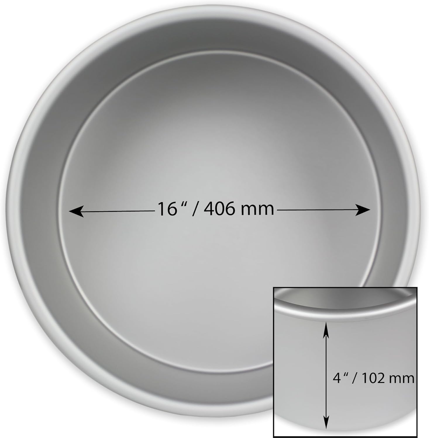 PME - Moule rond aluminium anodisé - 406x102 mm - Profondité 102 mm
