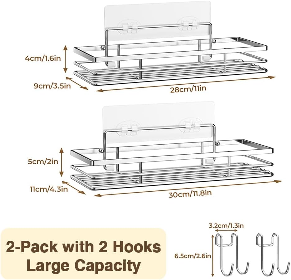 Étagères de douche inoxydable SUS304, lot de 2, résistantes, argenté