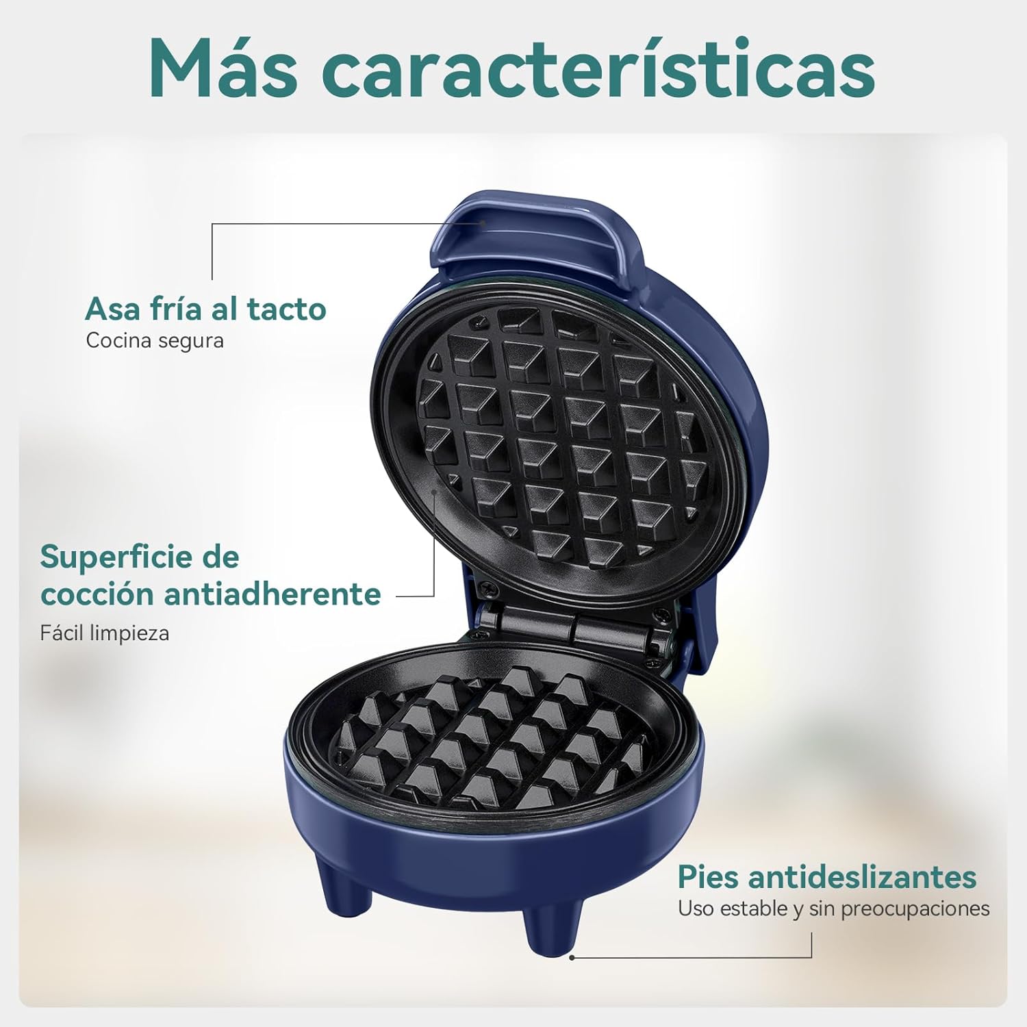 SNAILAR – Mini gaufrier compact, 550W, bleu, design mignon