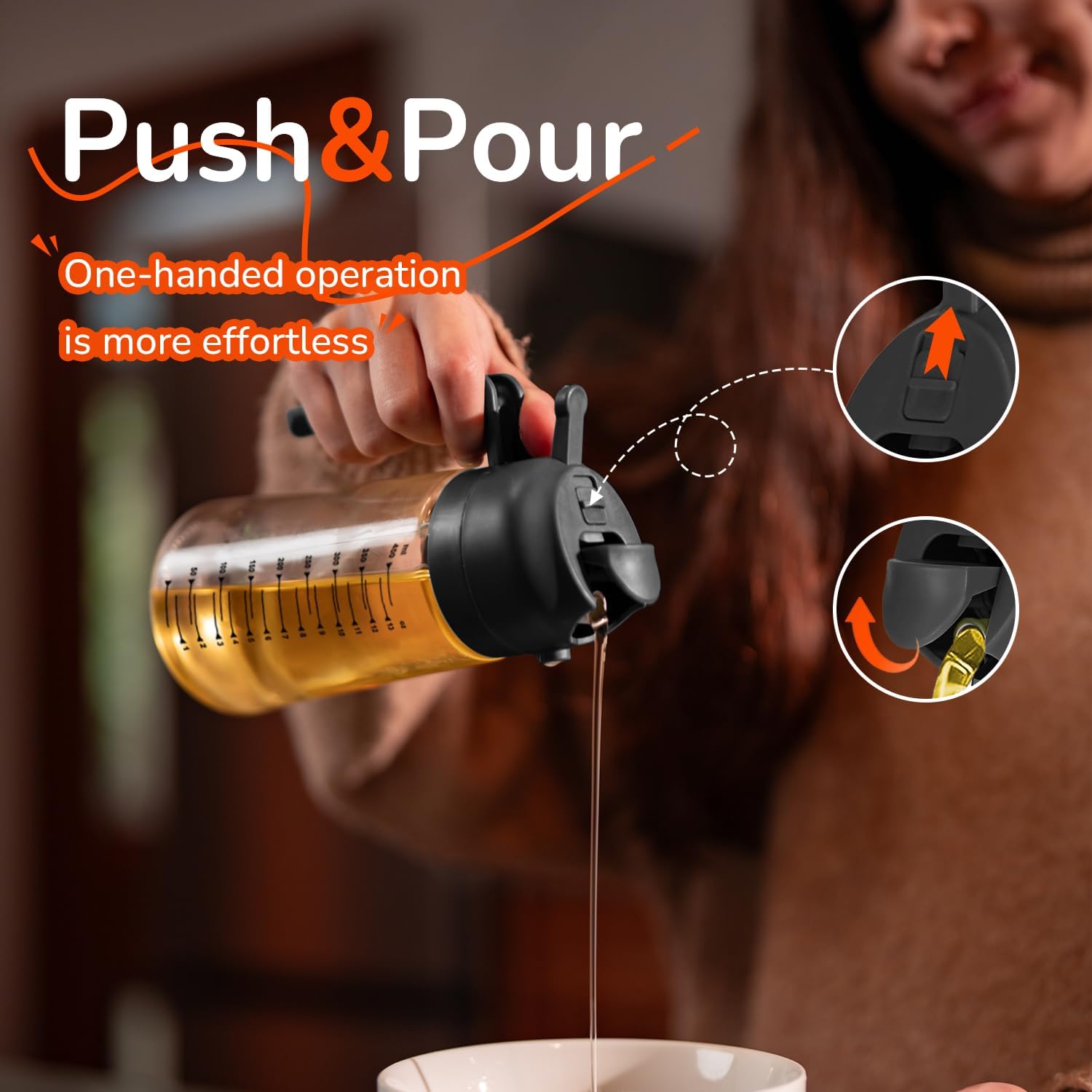 Vaporisateur huile cuisine - 470ml - spray 2-en-1 noir, salade, cuisson