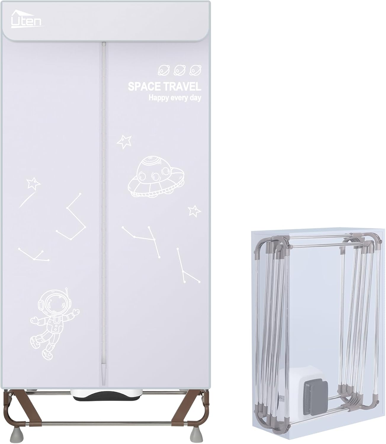 Séchoir électrique pliable - 1500W, 15kg, sac rangement, gris