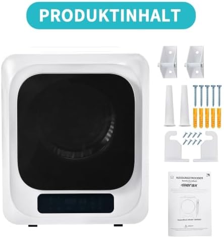 Sèche-linge inox mural, 4kg, 850W, UV, LED, 60dB, 6 programmes