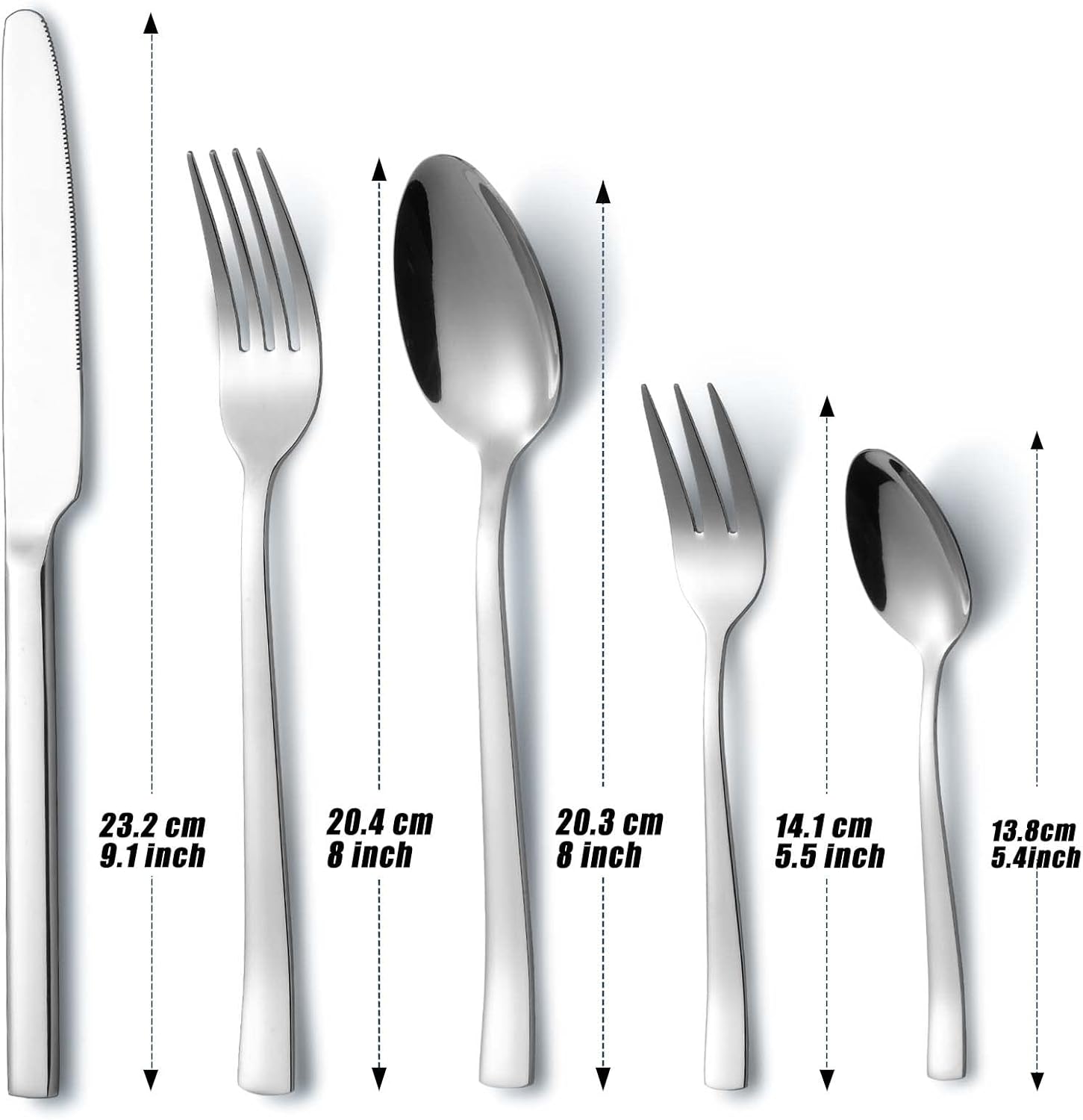 Hunnycook - couverts inox 60 pièces - pour 12 personnes, lavable