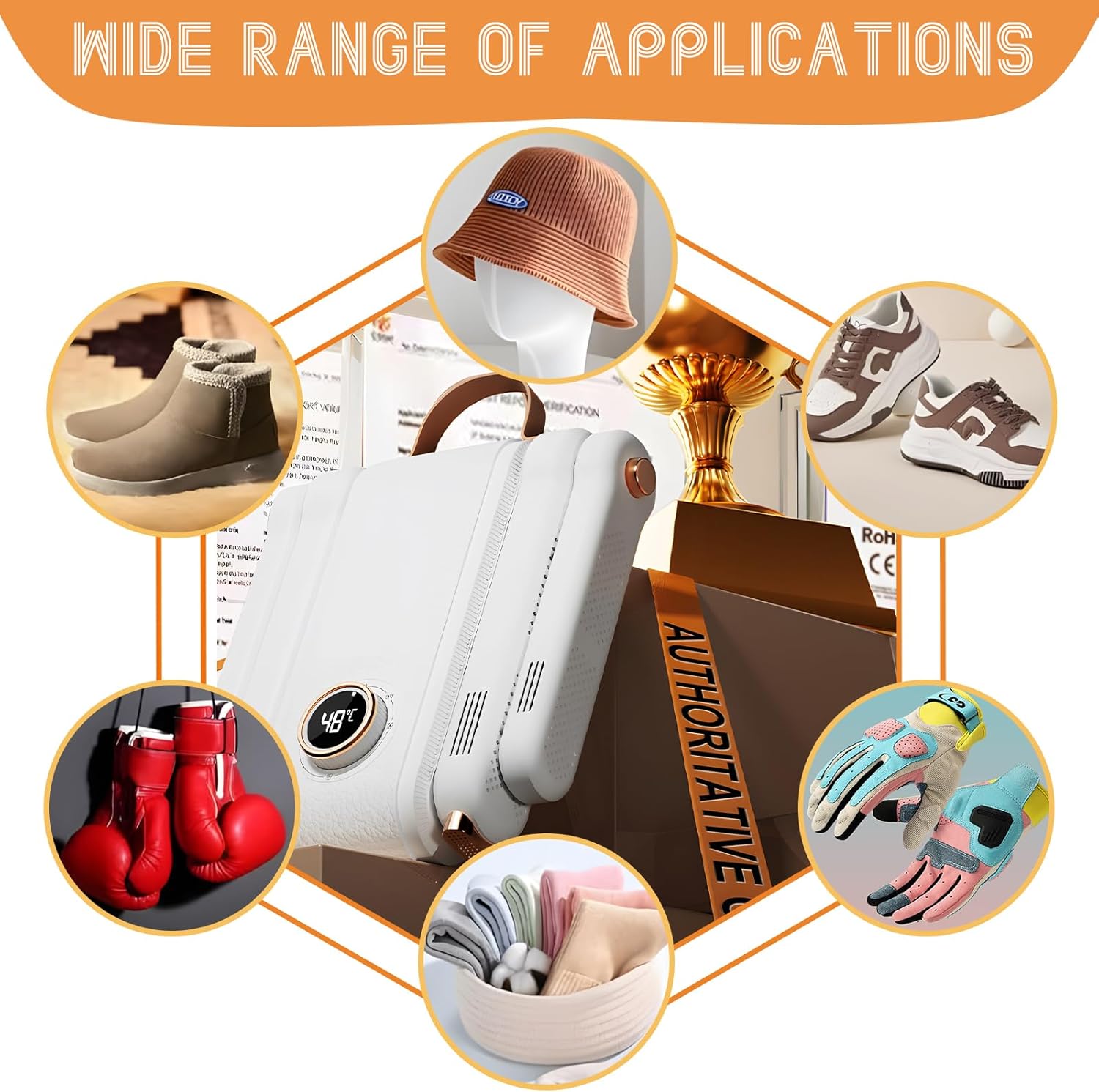 Sèche-chaussures électrique 4 bras, arrêt programmé, stérilisation, 33x24x27cm