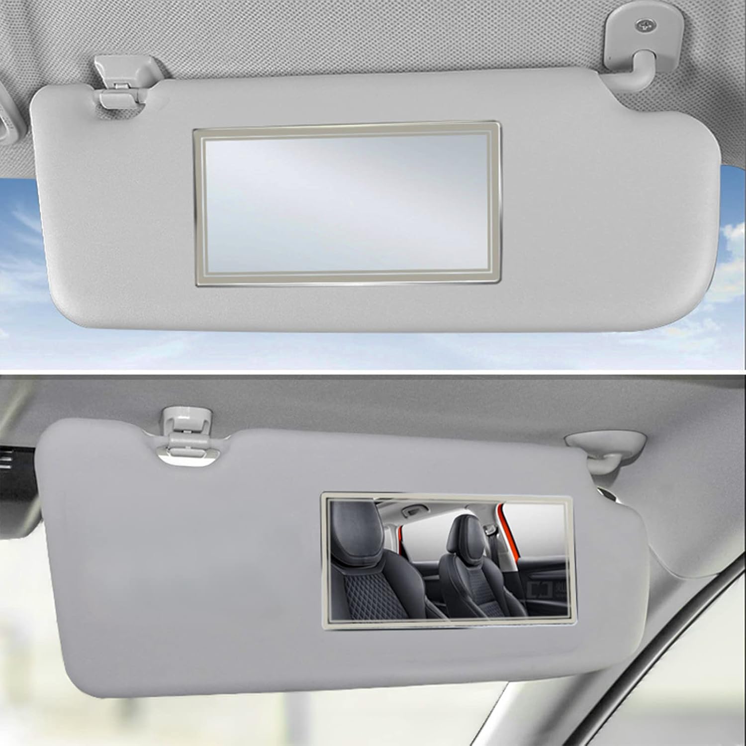 Miroir cosmétique universel - pare-soleil auto, portable, intérieur - compact, facile à installer