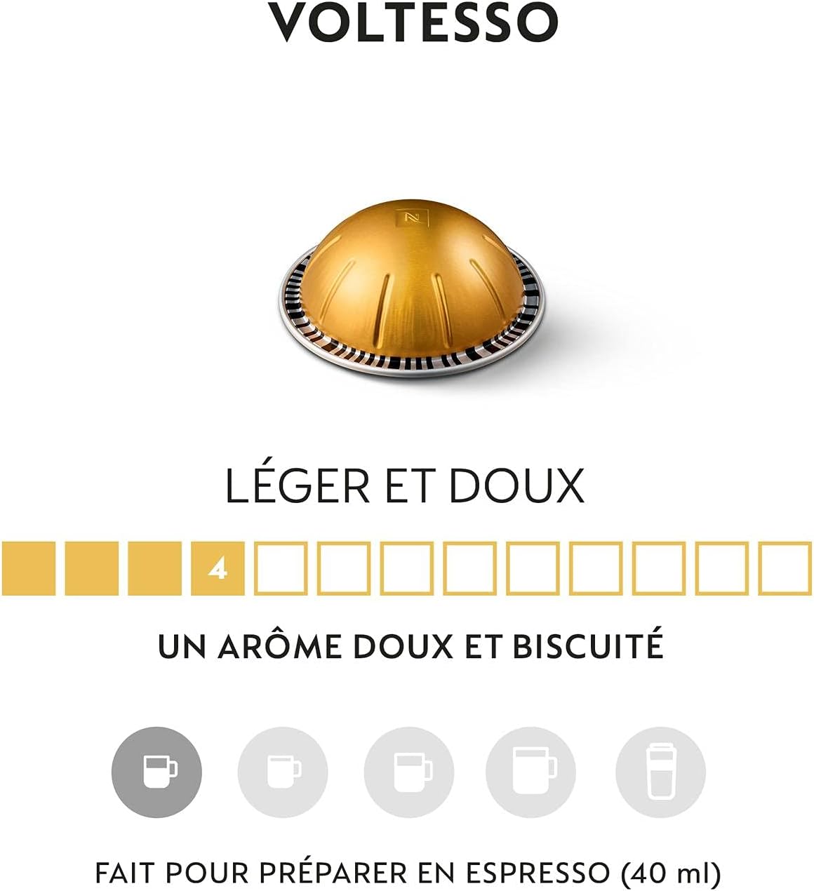 Nespresso - Vertuo Voltesso - 40ml espresso - Intensité 4, 50 capsules