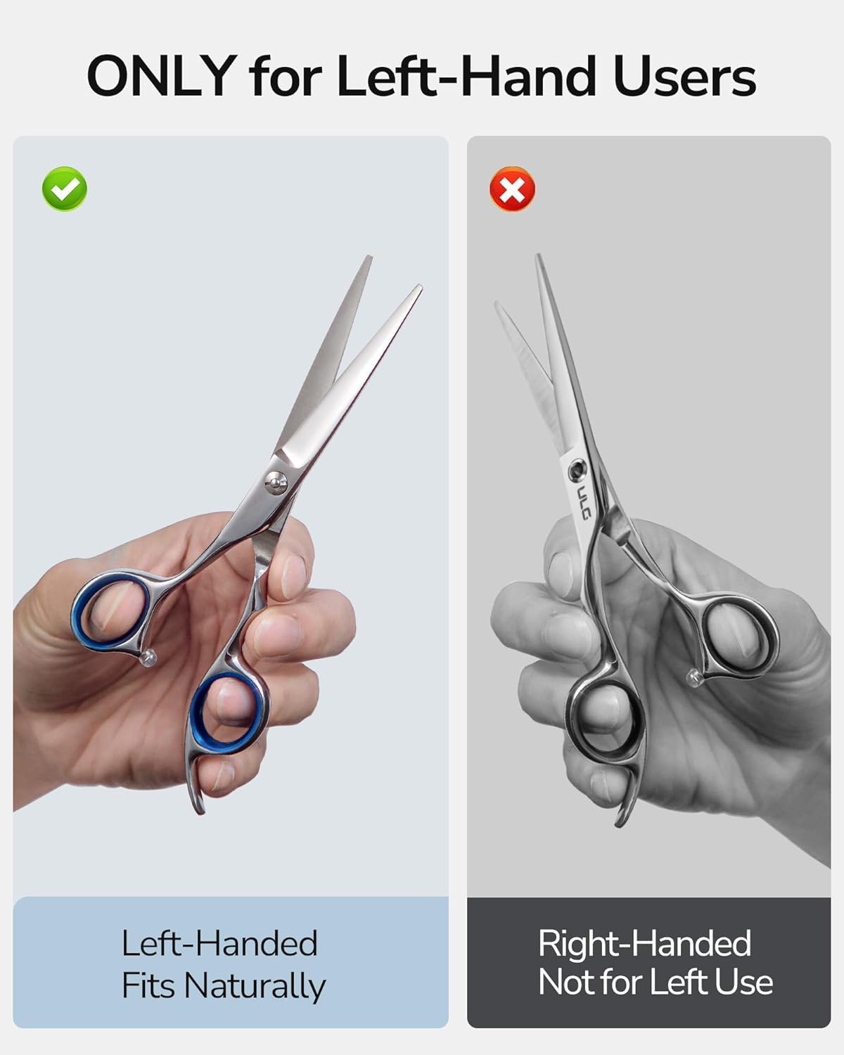 ULG - Ciseaux de coiffure gauchers - 16,5 cm - acier inox japonais, lame rasoir