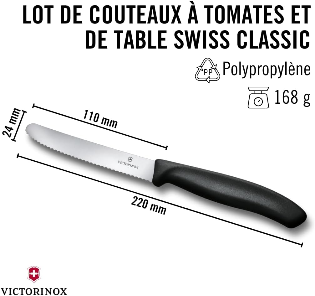Victorinox - Swiss Classic - 11 cm - Couteau à pain dentelé, set 6 pièces