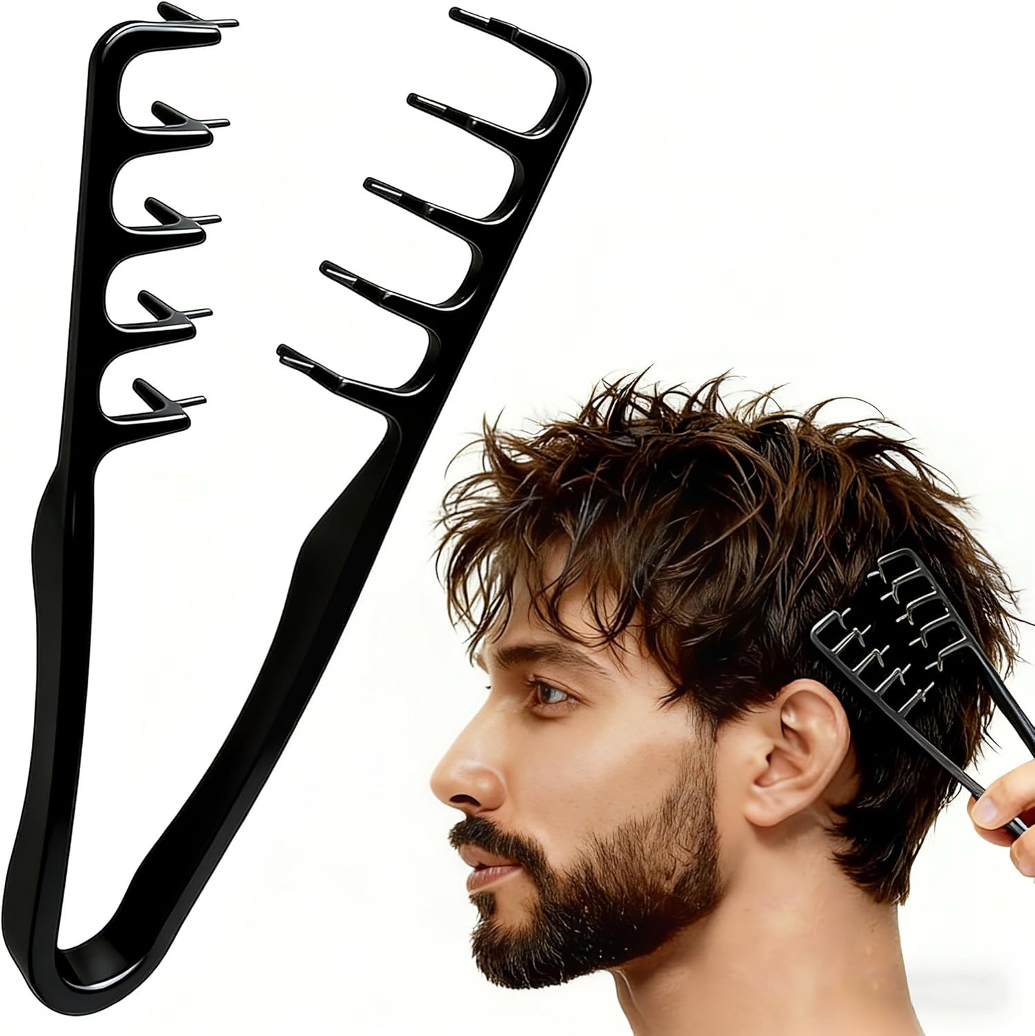 Peigne coiffant pliable homme - dents larges, volumisant racines - praticité et style