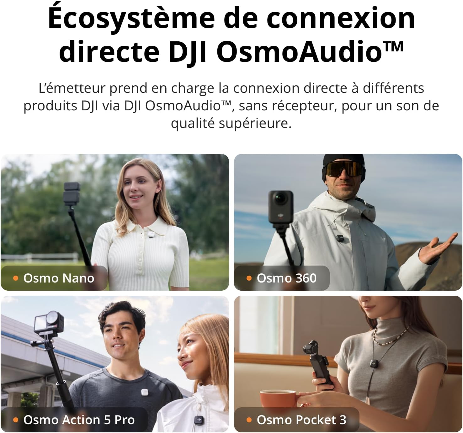 DJI - Mic Mini Série - compact - 2 émetteurs, micro riche, 2 personnes