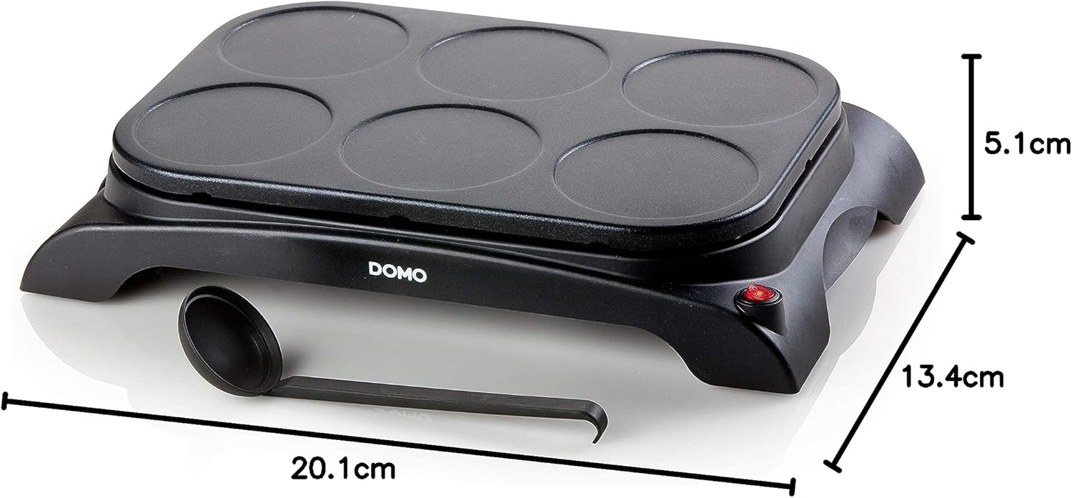 DOMO - Pancake Maker série DO8709P - 6 mini crêpes Ø11,5 cm - louche incluse - DO8709P