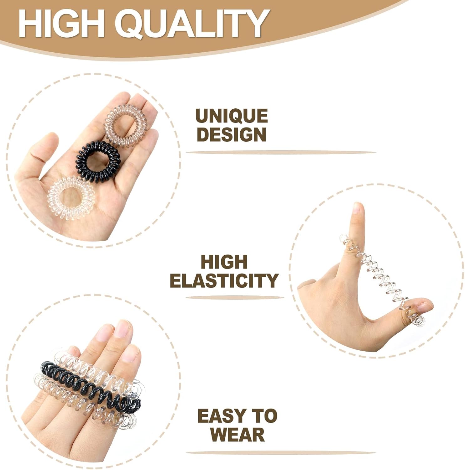 Élastiques cheveux - lot de 12 spirales - accessoires femme, fille