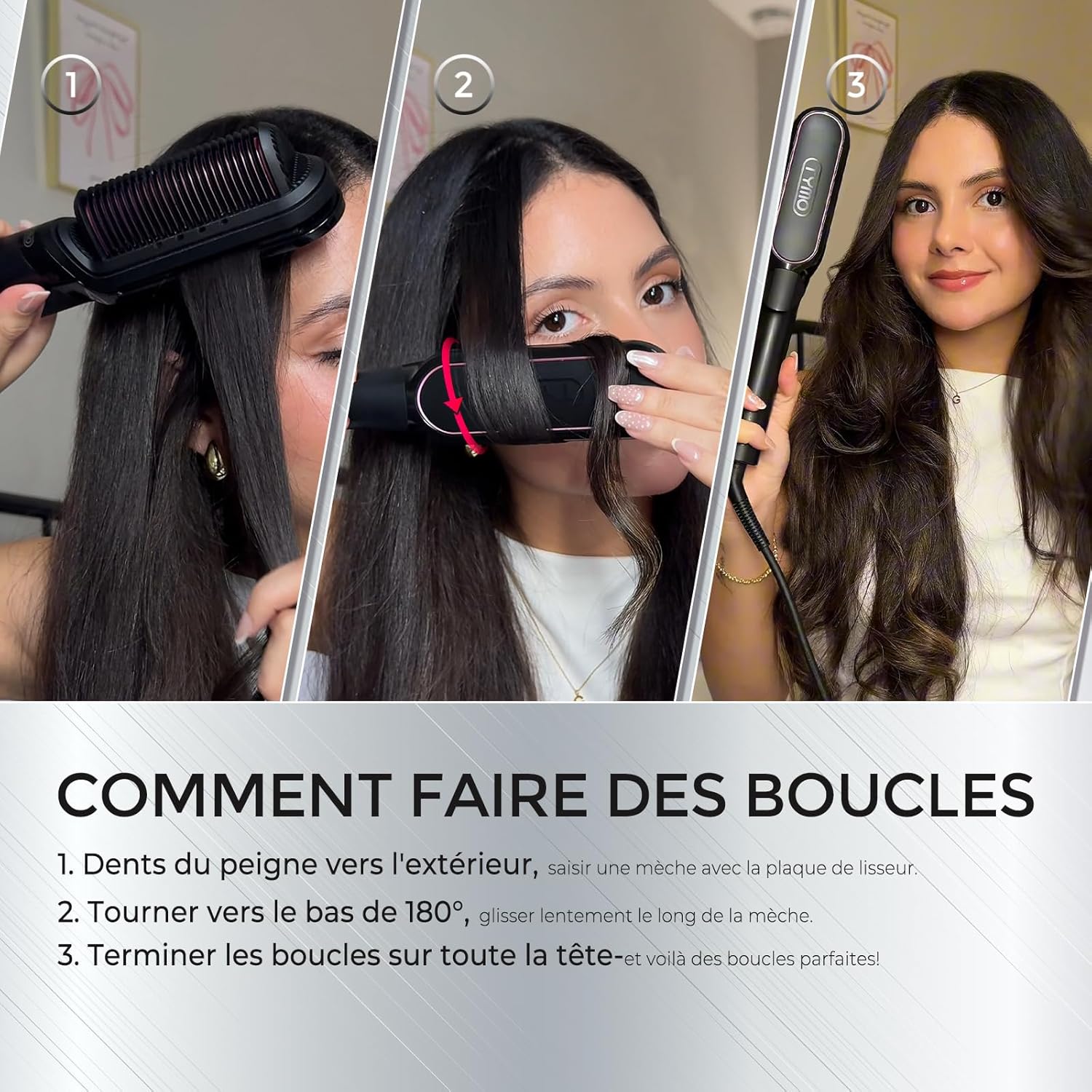 TYMO - Lisseur 2 en 1 - Brosse ionique, anti-brûlure, rapide