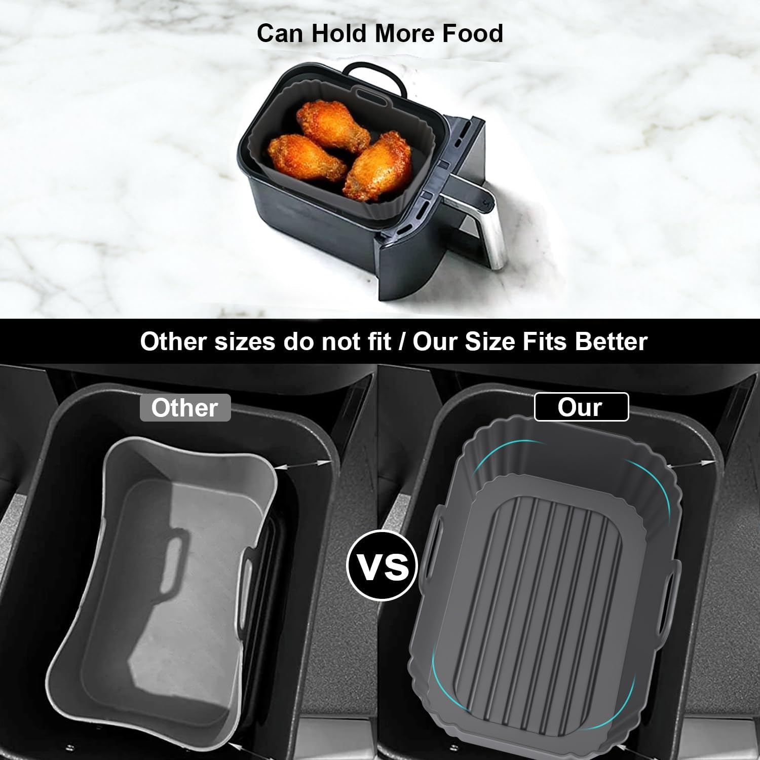 Moule silicone airfryer - compatible modèles 7,6L à 9,5L - réutilisable - AF300EU AF400EU AF200EU