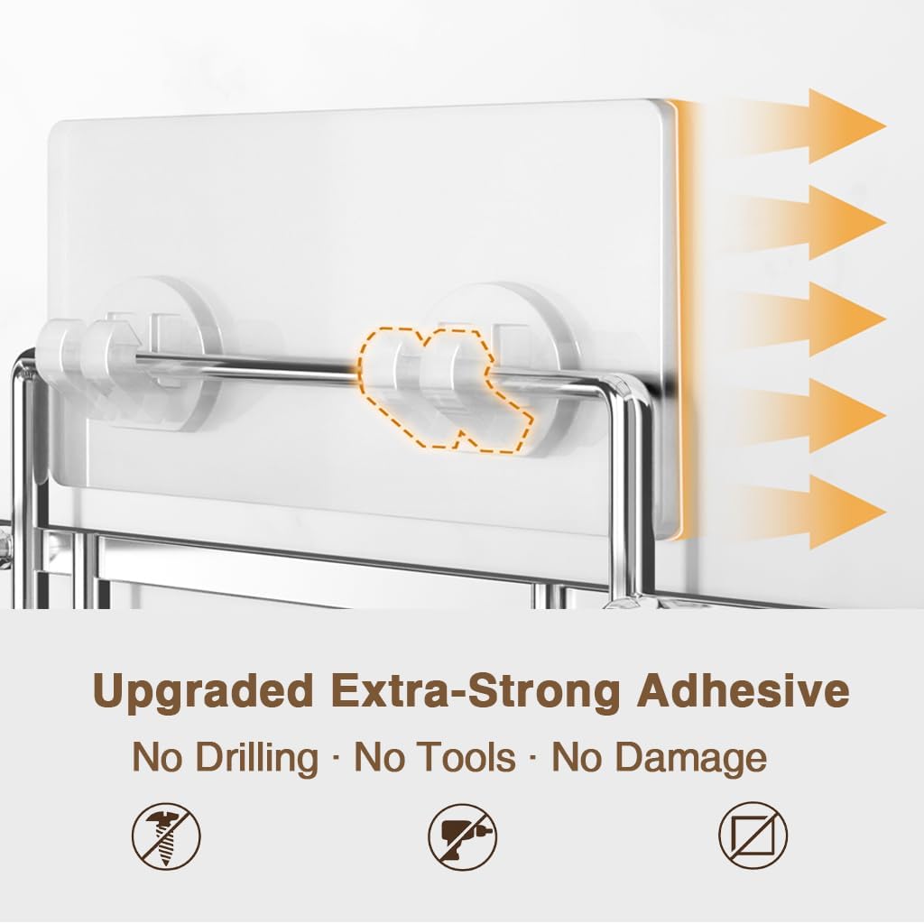 Étagères de douche inoxydable SUS304, lot de 2, résistantes, argenté