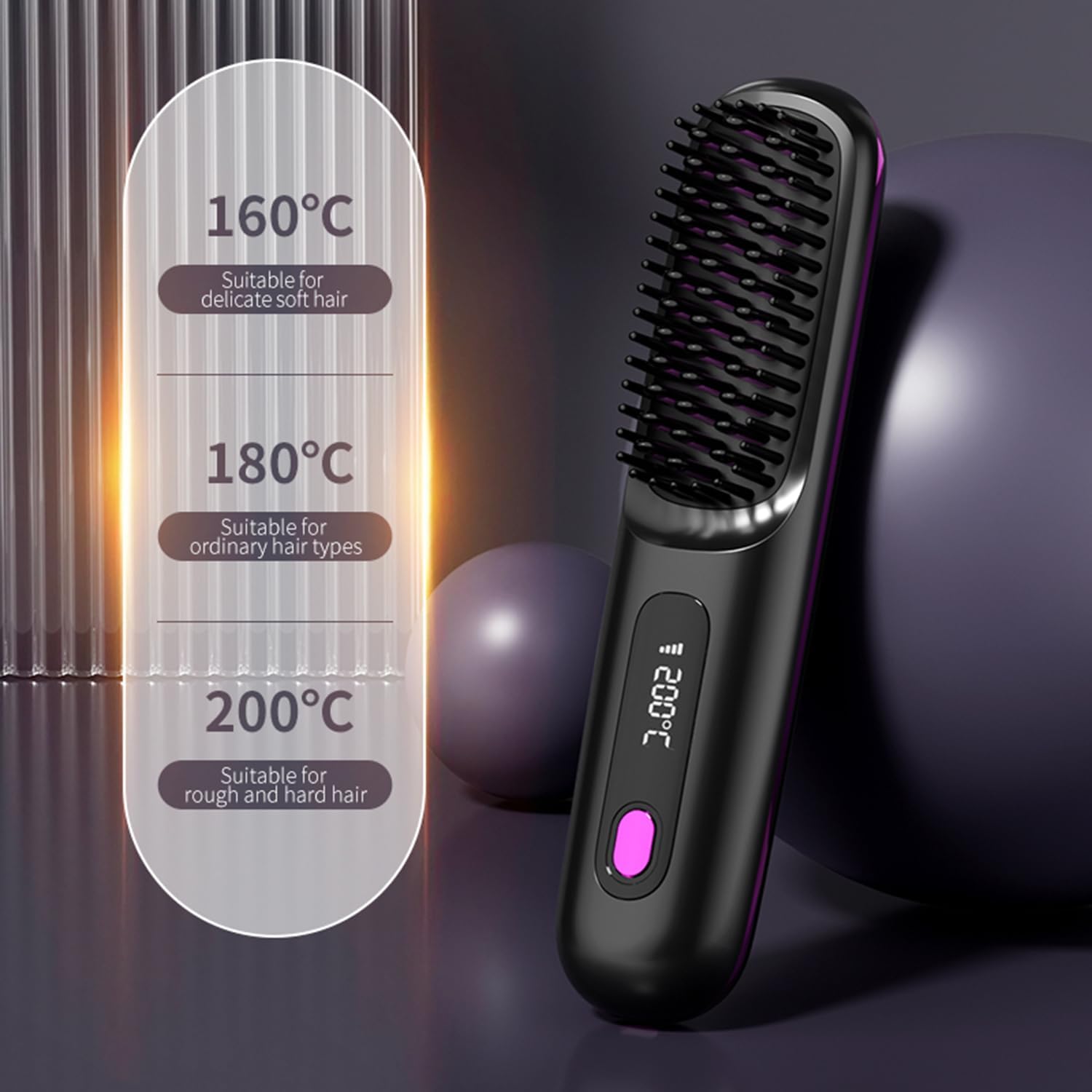 Go Brush Pro - Mini brosse lissante sans fil, LCD, 2000mAh, WH