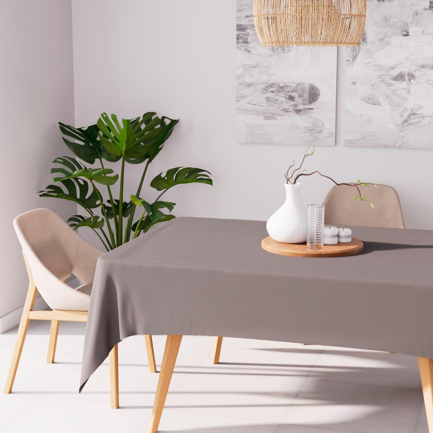 Soleil d'ocre - nappe rectangle anti-tâches - 140x200 cm - polyester moka