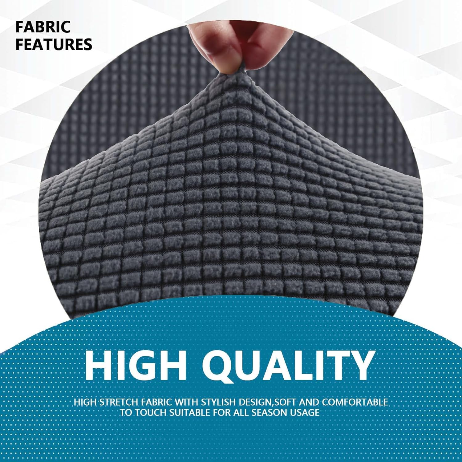 Housse canapé 3 places - extensible accoudoirs - gris foncé - antidérapant lavable