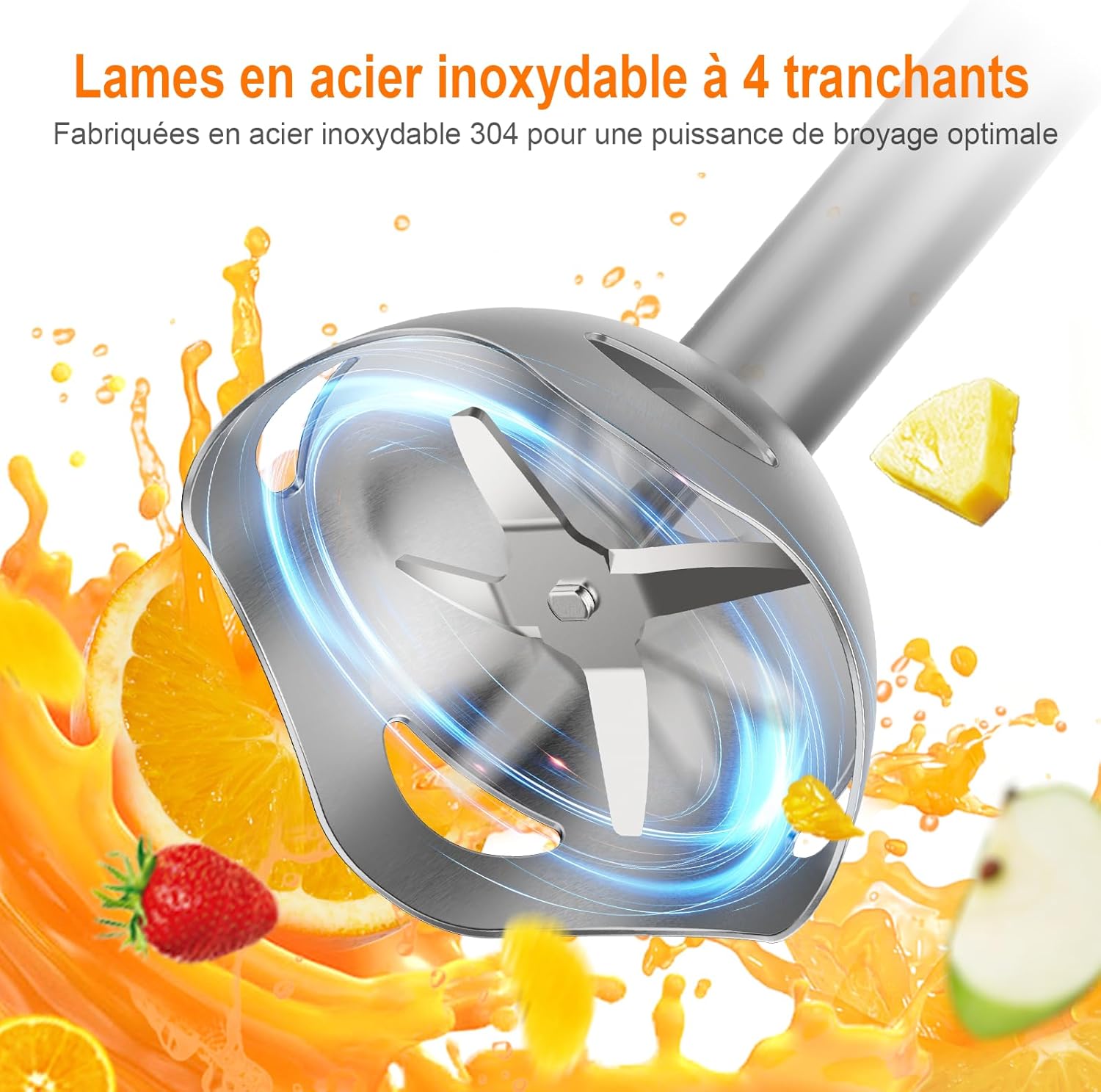 Ibergrif - Mixeur Plongeant 1000W - inox - vitesse réglable, turbo